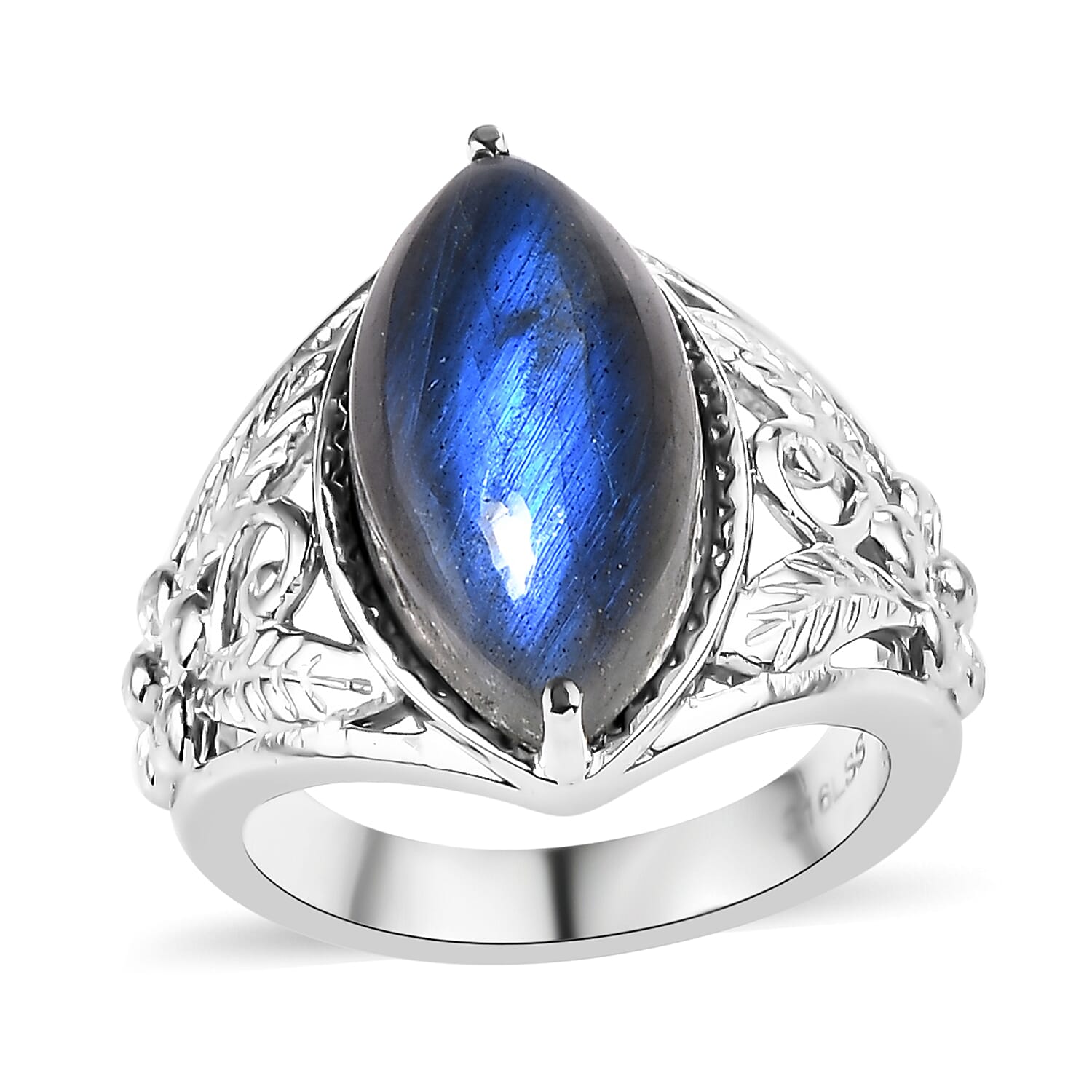 Malagasy Labradorite Solitaire Ring in Stainless Steel (Size 10.0) 7.30 ctw