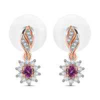 Radiant Ember Garnet and White Zircon Natures Majesty Earrings in 18K Vermeil Rose Gold Over Sterling Silver 0.70 ctw