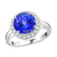 Certified & Appraised Rhapsody 950 Platinum AAAA Tanzanite, Diamond (E-F, VS) (0.30 cts) Ring (Size 10.0) (6.20 g) 3.00 ctw