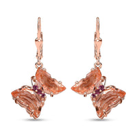 Morganique Quartz (Triplet) and Orissa Rhodolite Garnet Butterfly Earrings in 18K Vermeil Rose Gold Over Sterling Silver 8.65 ctw