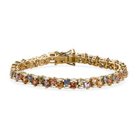 Premium Multi Sapphire, Moissanite Bracelet in 18K Vermeil YG Over Sterling Silver (6.50 In) 8.50 ctw