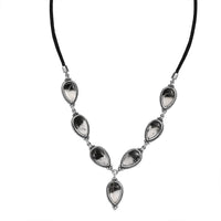 Artisan Crafted White Buffalo 28.00 ctw Necklace in Sterling Silver and Black Leather Cord 18-20 Inches