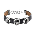 Artisan Crafted White Buffalo 16.00 ctw Bracelet in Sterling Silver and Black Leather Cord (7.25 In) - Sticky add to cart bar