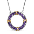Karis African Amethyst 10.00 ctw Circle Necklace 18K YG Plated, Platinum Bond and Stainless Steel 18 Inches - Sticky add to cart bar
