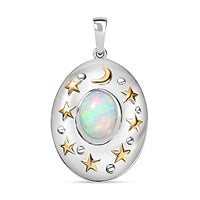 Ethiopian Welo Opal 2.00 ctw Pendant in Vermeil YG Over Sterling Silver