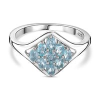 Paraiba Apatite 0.63 ctw Cluster Ring in Platinum Over Sterling Silver (Size 8.0)