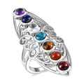 Karis Multi Gemstone Elongated Ring in Platinum Bond (Size 10.0) 3.90 ctw - Sticky add to cart bar