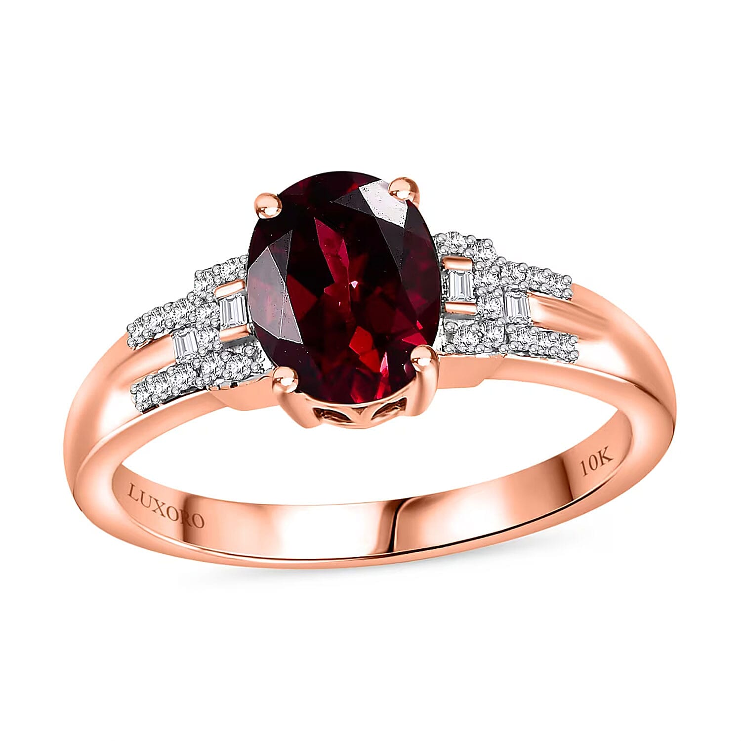 Epic deal Luxoro 10K Rose Gold Premium Orissa Rhodolite Garnet, Diamond (I2) Ring (Size 9.0) 2.40 ctw