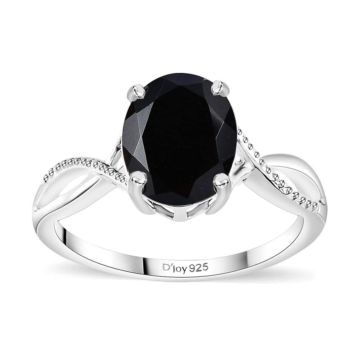 Thai Black Spinel 3.30 ctw Infinity Shank Ring in Sterling Silver (Size 10.0)