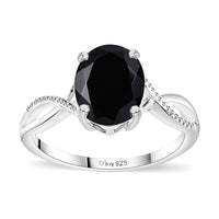 Thai Black Spinel 3.30 ctw Infinity Shank Ring in Sterling Silver (Size 10.0)