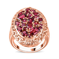 Orissa Rhodolite Garnet Ring in 18K Vermeil RG Over Sterling Silver 5.60 ctw