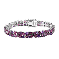 Epic Deal Orissa Rhodolite Garnet, Amethyst Bracelet in Rhodium Over Sterling Silver (7.25 In) 22.40 ctw