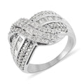 NY Closeout 10K White Gold G-H I1-I2 Diamond Bypass Fashion Ring (Size 9.0) 6.60 Grams 1.00 ctw - Sticky add to cart bar