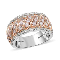 NY Closeout 14K Rose Gold I1 Natural Pink and White Diamond Ring (Size 6.5) 7.30 Grams 1.00 ctw