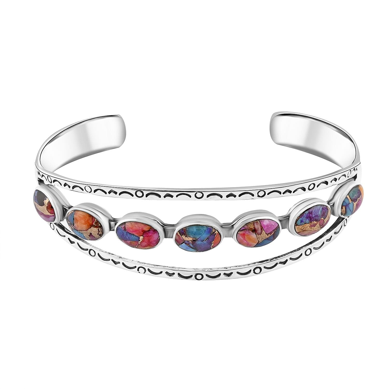Santa Fe Style Multi Gemstones Bracelet in Sterling Silver (7.00 In) 15.00 ctw