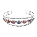 Santa Fe Style Multi Gemstones Bracelet in Sterling Silver (7.00 In) 15.00 ctw - Sticky add to cart bar