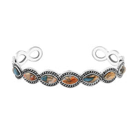 Santa Fe Style Spiny Turquoise Bracelet in Sterling Silver (6.50 In) 14.00 ctw