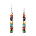 Santa Fe Style Multi Gemstone Earrings in Sterling Silver 6.00 ctw - Sticky add to cart bar