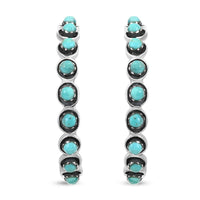 Santa Fe Style Turquoise Half Hoop Earrings in Sterling Silver