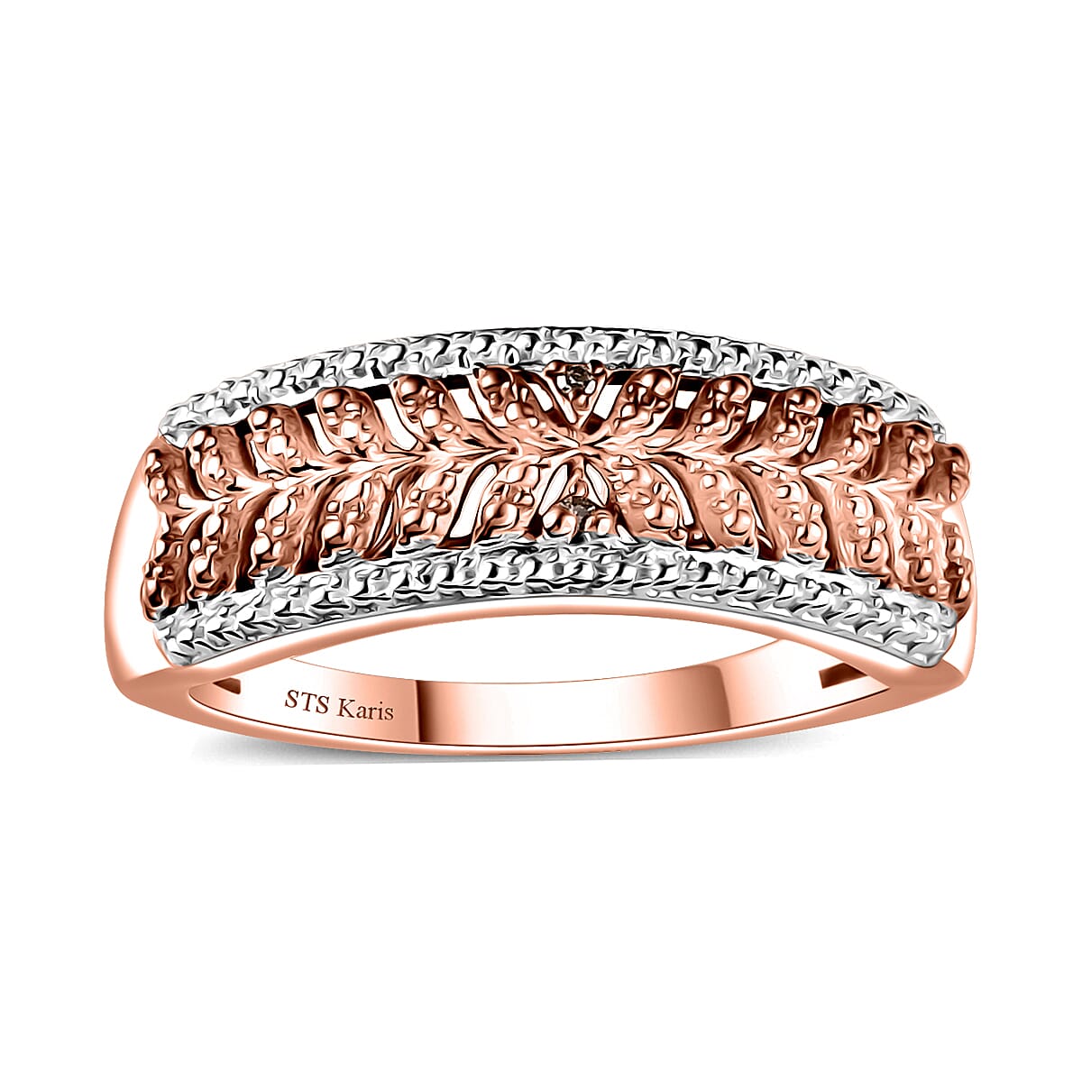 Karis Natural Champagne Diamond Accent Ring in 18K RG Plated