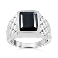 Karis Thai Black Spinel Men's Ring in Platinum Bond (Size 10.0) 7.15 ctw