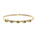 Luxoro AAA Natural Arikanga Green Tourmaline 2.30 ctw Flexible Cuff Bracelet in 10K Yellow Gold  (7.25 In) 4.50 Grams - Sticky add to cart bar