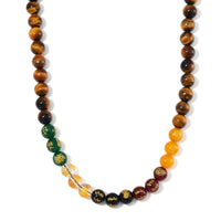 Tigers Eye and Multi Gemstone 300.00 ctw Beaded Necklace in Stainless Steel 18-20 Inches