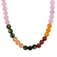 Galilea Rose Quartz and Multi Gemstone 300.00 ctw Beaded Necklace in Stainless Steel 18-20 Inches