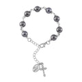 Terahertz 60.00 ctw Beaded Rosary Bracelet in Silvertone and Stainless Steel (7.0-9.0In) - Sticky add to cart bar