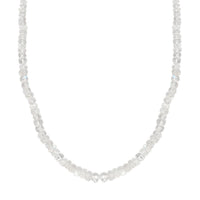 AAA Moon Glow Moonstone Beaded Necklace 18-20 Inches in Rhodium Over Sterling Silver 81.40 ctw