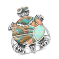 Santa Fe Style Spiny Turquoise Ring in Sterling Silver (Size 10.0) 1.10 ctw - Sticky add to cart bar