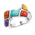 Santa Fe Style Multi Gemstone Ring in Sterling Silver (Size 10.0) 1.50 ctw - Sticky add to cart bar
