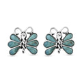 Santa Fe Style Spiny Turquoise Butterfly Earrings in Sterling Silver 0.65 ctw - Sticky add to cart bar
