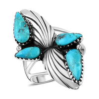 Santa Fe Style Tribal Inspired Turquoise Ring in Sterling Silver (Size 10.0)