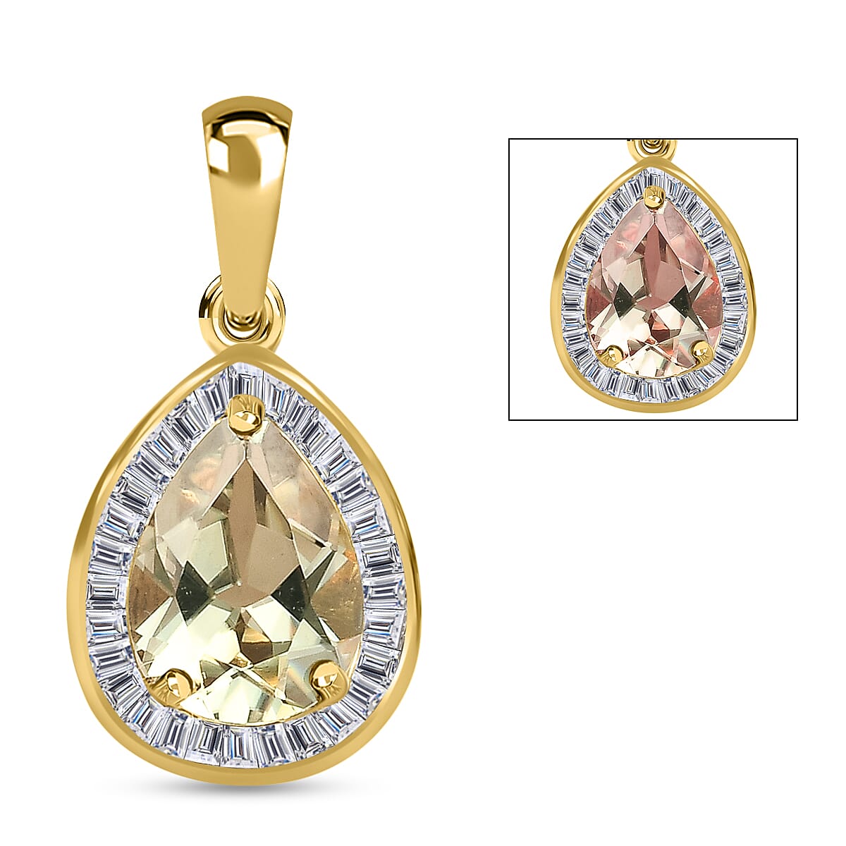 Luxoro AAA Turkizite and Diamond 2.60 ctw Halo Pendant in 10K Yellow Gold