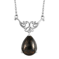 Matrix Silver Shungite Necklace 18 Inches in Copper and Stainless Steel 4.10 ctw