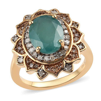 Premium Grandidierite, Natural Champagne and White Diamond Ring in Vermeil Yellow Gold Over Sterling Silver 3.15 ctw - Product card gallery slide 1 (10177558315321)