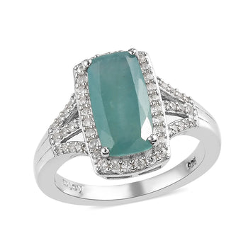 Premium Grandidierite and Natural White Zircon Split Shank Ring in Platinum Over Sterling Silver 3.00 ctw - Product card gallery slide 1 (10177558380857)