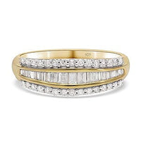 White Diamond Ring in Vermeil YG Over Sterling Silver (Size 10.0) 0.52 ctw