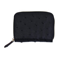Black Ostrich Skin Texture Leather RFID Wallet