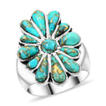 Santa Fe Style Mojave Turquoise Ring in Sterling Silver 4.80 ctw - Sticky add to cart bar
