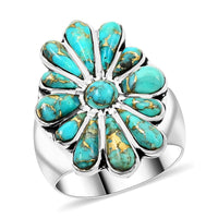 Santa Fe Style Mojave Turquoise Ring in Sterling Silver 4.80 ctw