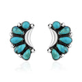 Santa Fe Style Kingman Turquoise Earrings in Sterling Silver 2.50 ctw - Sticky add to cart bar