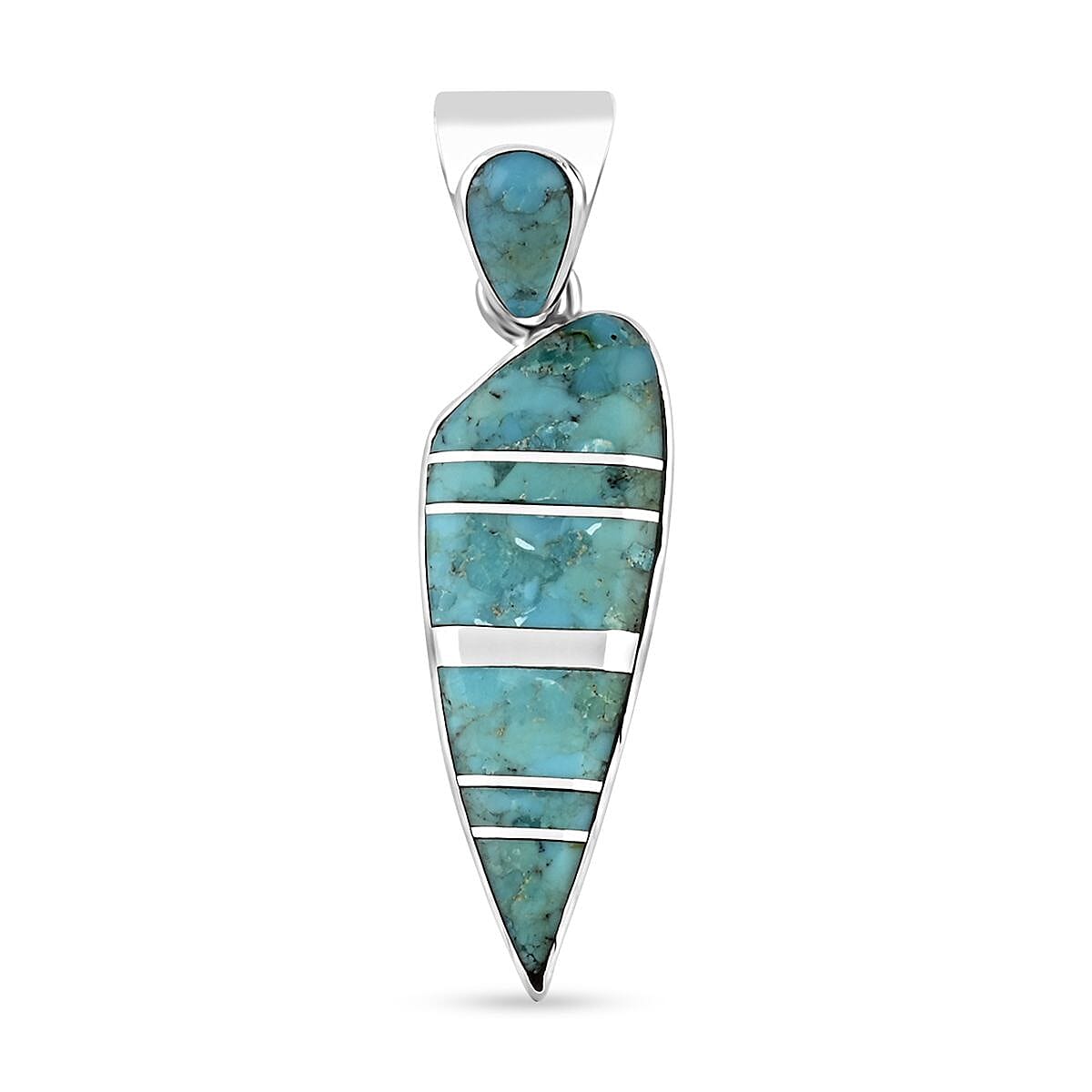 Santa Fe Style Kingman Turquoise Pendant in Sterling Silver 4.50 ctw