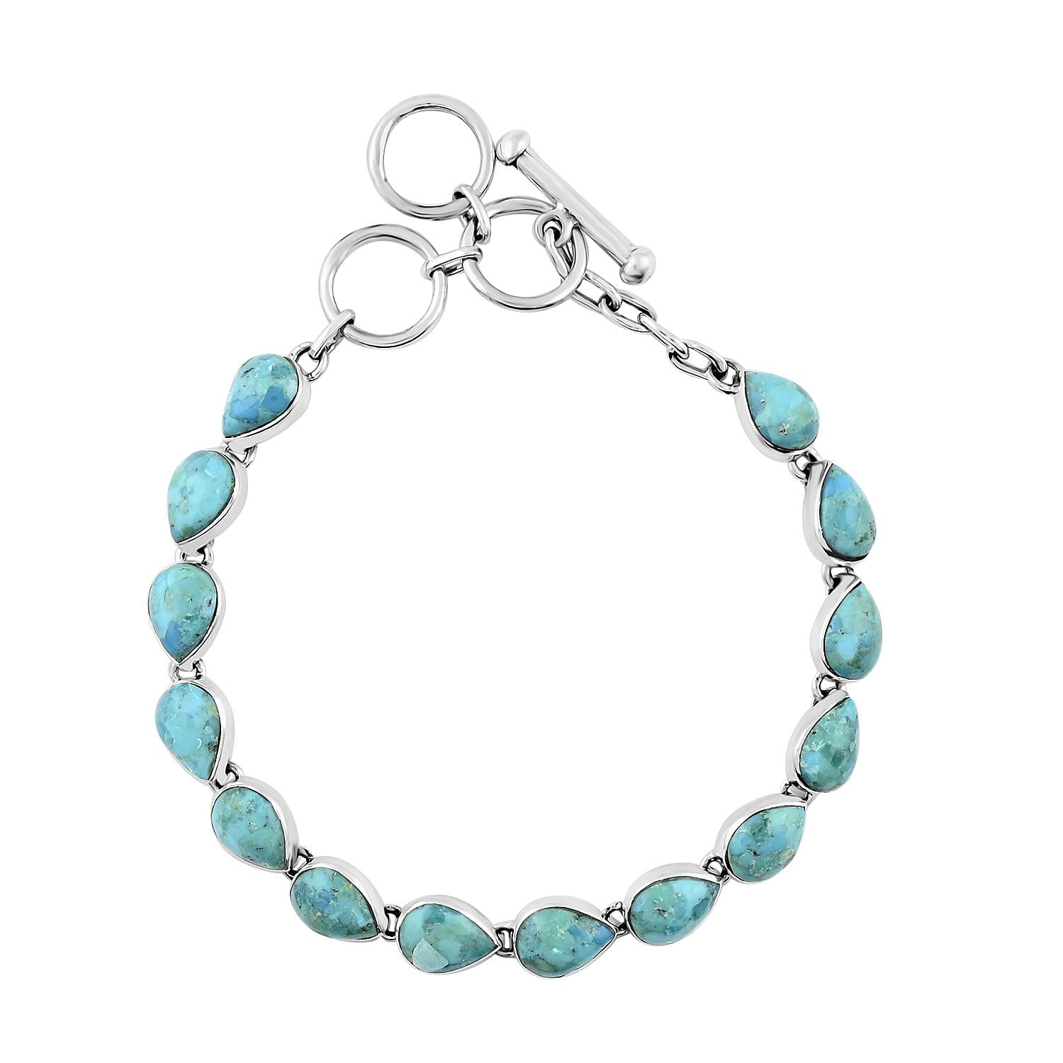Santa Fe Style Kingman Turquoise Bracelet in Sterling Silver (7.50 In)