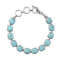 Santa Fe Style Turquoise Bracelet with Sterling Silver Links (7.50 In)