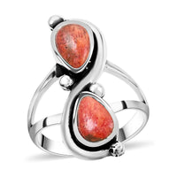 Santa Fe Style Red Coral Ring in Sterling Silver (Size 10.0) 1.00 ctw