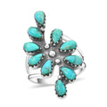 Santa Fe Style Turquoise Ring in Sterling Silver (Size 10.0) 6.00 ctw - Sticky add to cart bar