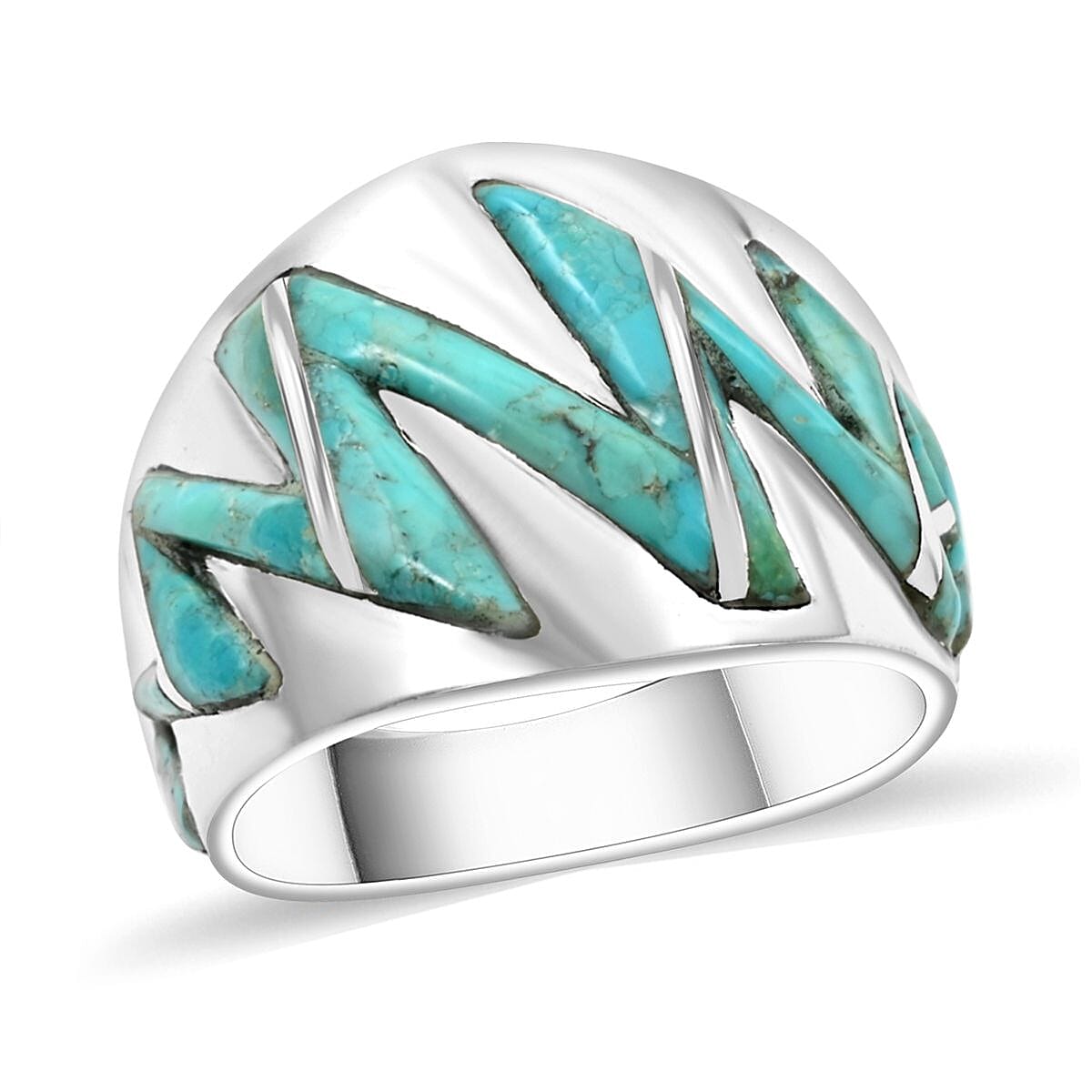 Santa Fe Style Turquoise Ring in Sterling Silver 2.30 ctw