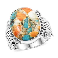 Santa Fe Style Spiny Turquoise Ring in Sterling Silver 9.30 ctw